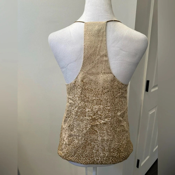 Tibi Printed Silk Blend Racerback Sleeveless Tank Top Sz 4 Tan Cream - Picture 2 of 4